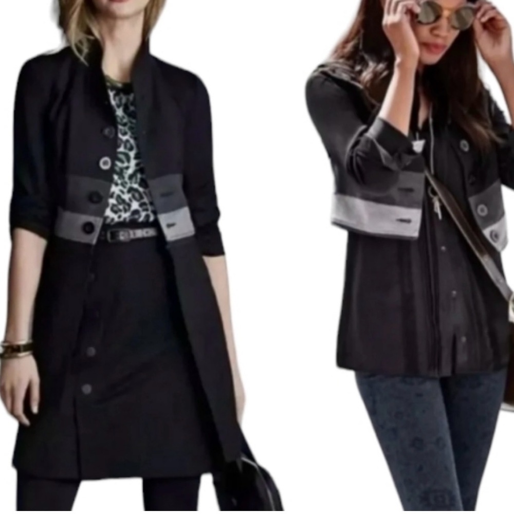 Cabi Love Carol Collection Coat Jacket Women's L Convertible Black Colorblock